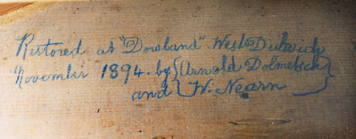 Inscription on underside of soundboard